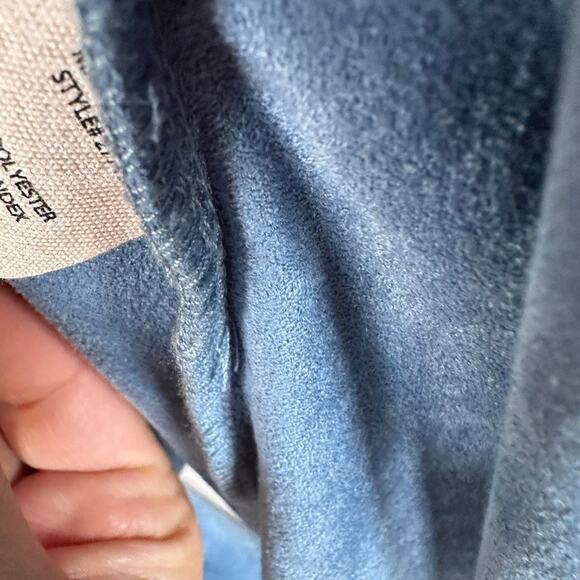 Soft Surroundings Faux Suede Cardigan Draped Open Front Jacket size SMALL Blue - Picture 9 of 12